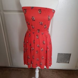Orange strapless dress